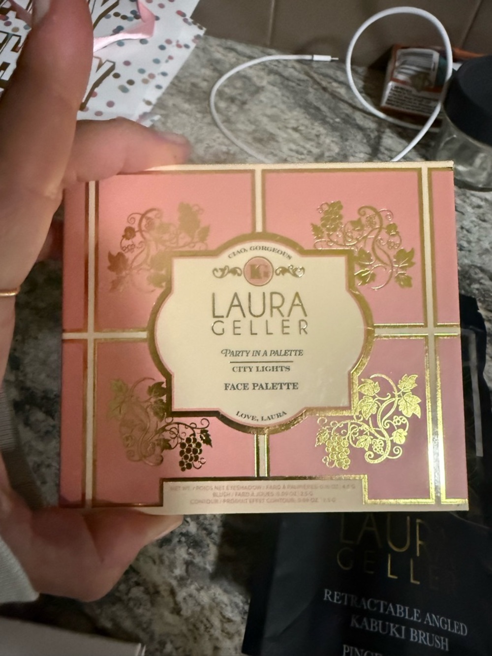 Laura Geller City Lights Face Palette in Pink/ Gold, brush and foundation NEW
